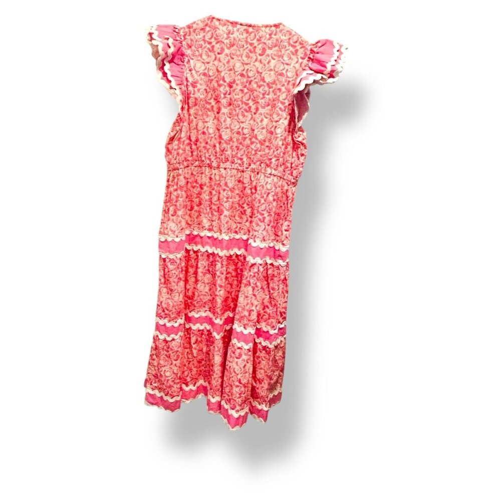 Sail to Sable STS Rose Print Flutter Sleeve Midi Dress Pink White | Size XL NWT - Picture 15 of 16
